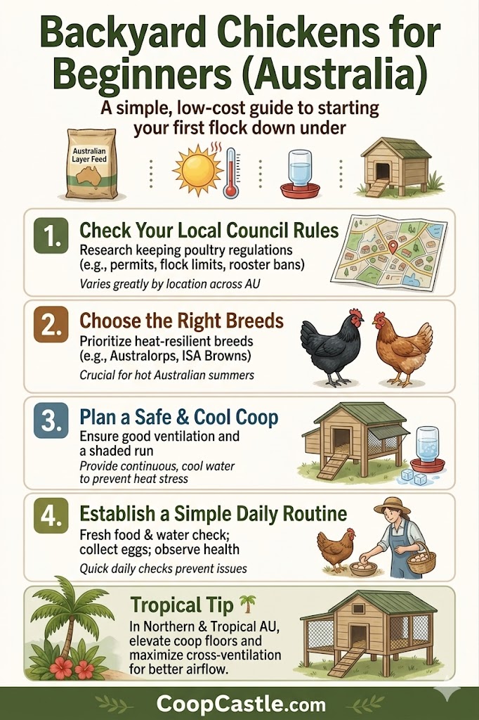 Backyard Chickens for Beginners Australia infographic guide